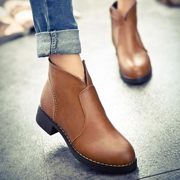 

spring and autumn boots women's thick with low sets of feet bare shoes, Black