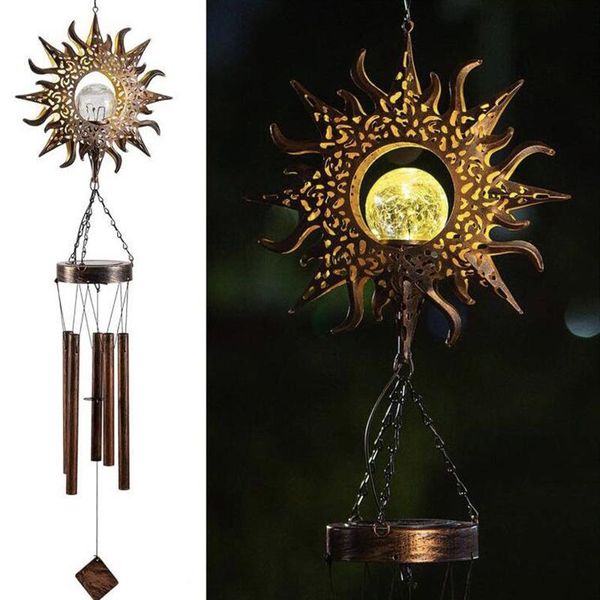 

decorative objects & figurines moon/sun crackle glass ball wind chimes led solar light moon decor for outside outdoor gardening gifts