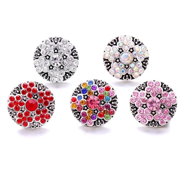 

wholesale fashion rhinestone ginger snap button clasp jewelry findings women men red blue pink zircon charms 18mm metal snaps buttons factor
