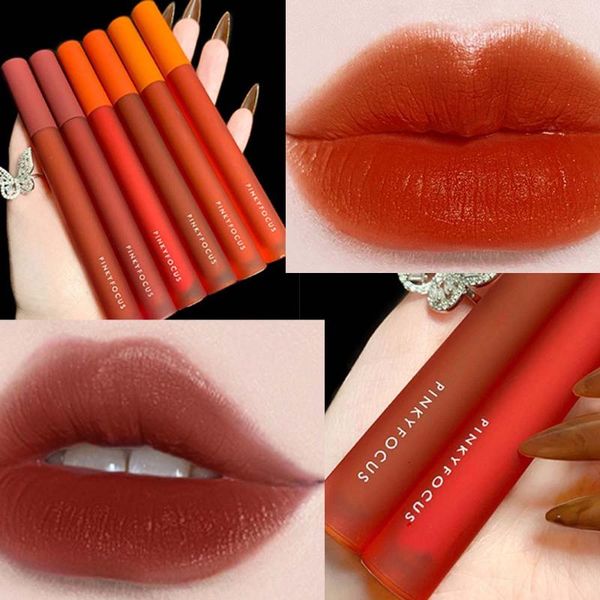 

lip gloss fashion liquid lipstick velvet matte waterproof long lasting red tint beauty cosmetic brown