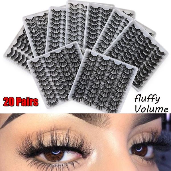 

false eyelashes 20pairs/box 3d faux mink fluffy volume lashes natural long extension handmade beauty makeup tool
