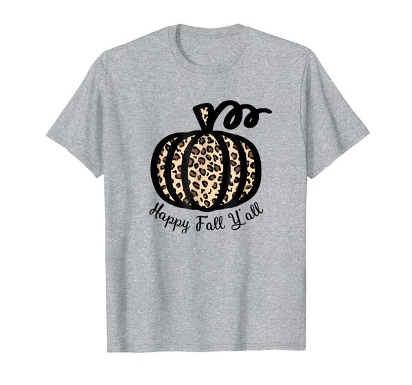 

happy fall y'all leopard print pumpkin t-shirt rustic tee, White;black
