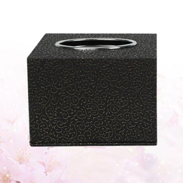 

tissue boxes & napkins 1pc leather box square paper towel holder desknapkin storage container for home el (black)