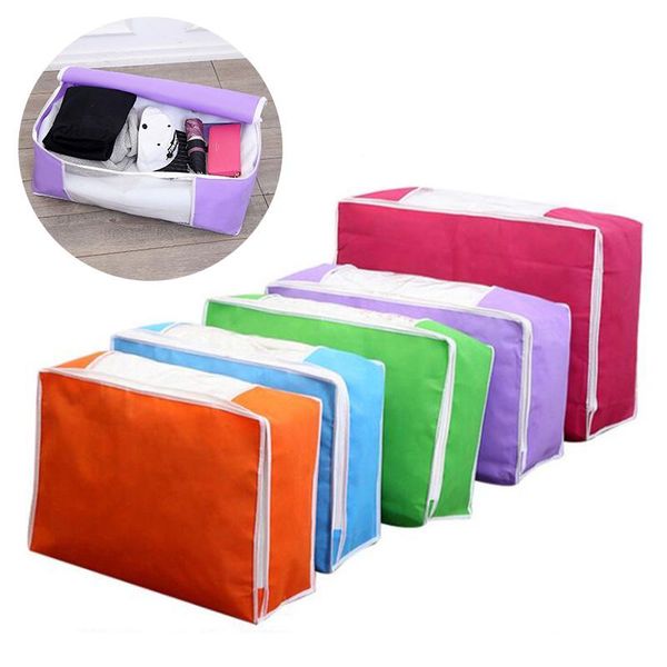 

clothing & wardrobe storage thicken non-woven fabric quilt bag with transparent window clothes boxes folding dustproof