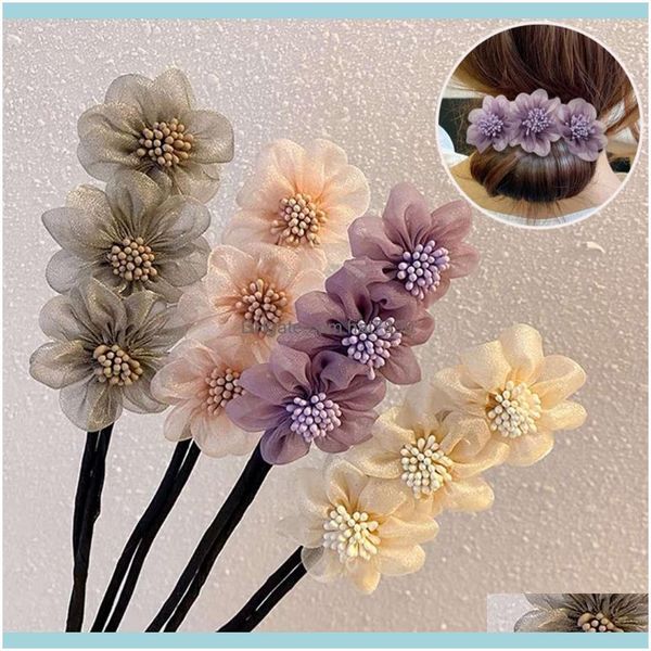 

rubber bands jewelry jewelryfashion women flower hair curls bun head band maker magic making tools ribbon bowknot aessories drop delivery, Pink