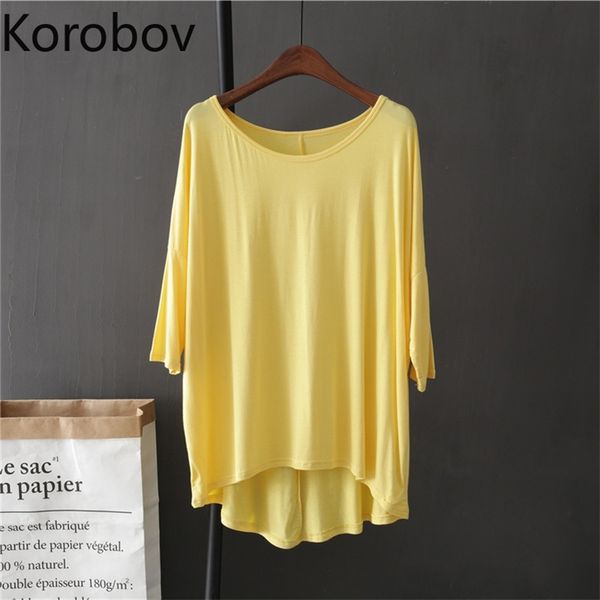 

korobov new arrival o neck short sleeve women t shirts korean casual plus size female t shirt summer tee 2a386 210401, White