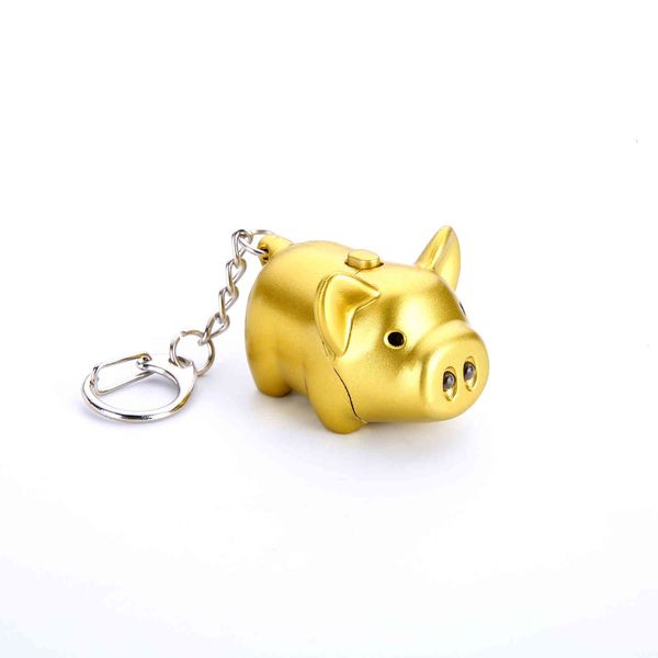 

keychains product creativity cute little golden pig couple key chain car leather rope year of pendant small gift, Silver
