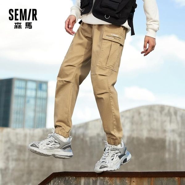 

casual pants men 2021 winter handsome overalls cotton sports black men's