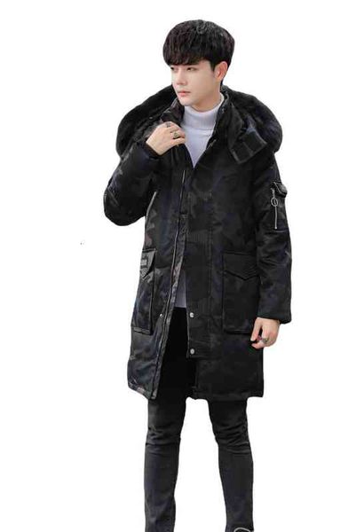 

2021 couple down et long thickened warm street fashion, Black