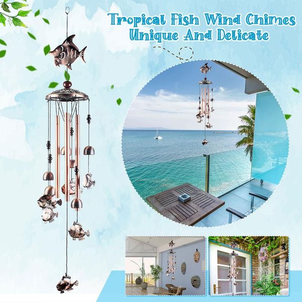 

decorative objects & figurines retro wrought iron tropical fish wind chime pendant home wall garden outdoor courtyard hanging decorations gi