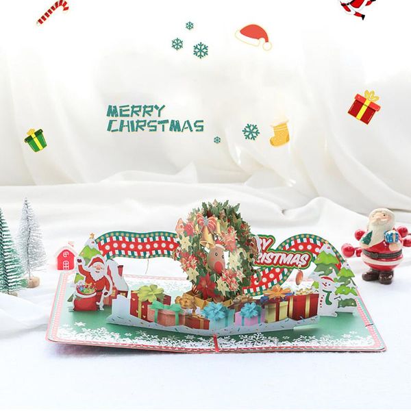 

greeting cards christmas flower ring day three-dimensional family card handmade paper carving creative blessing message holiday