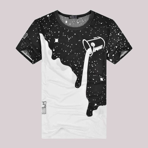 

t-shirt sky star pour men's short sve milk pattern advertising shirt, White;black