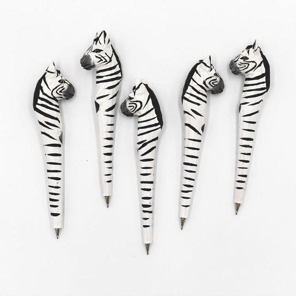 

creative wood carving forest grassland zebra bay horse ballpoint pen party favor gift office stationery school writing supplies pens, Blue;orange