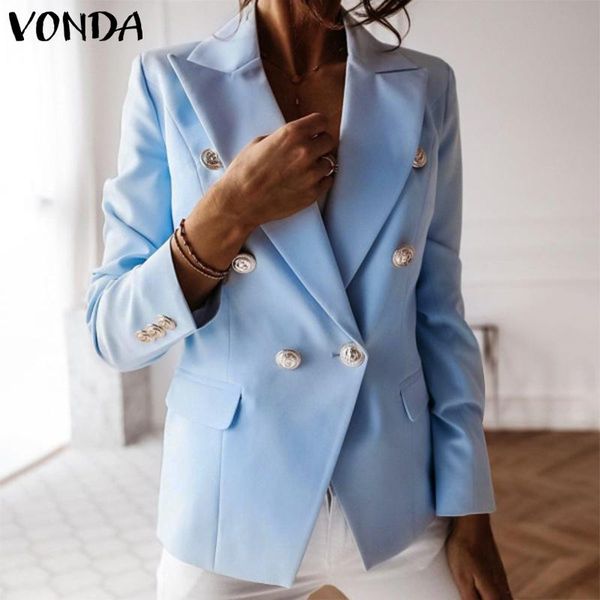 

women's suits & blazers suit blazer 2021 vonda autumn women long sleeve lapel formal coats casual solid color jackets outerwear veste f, White;black