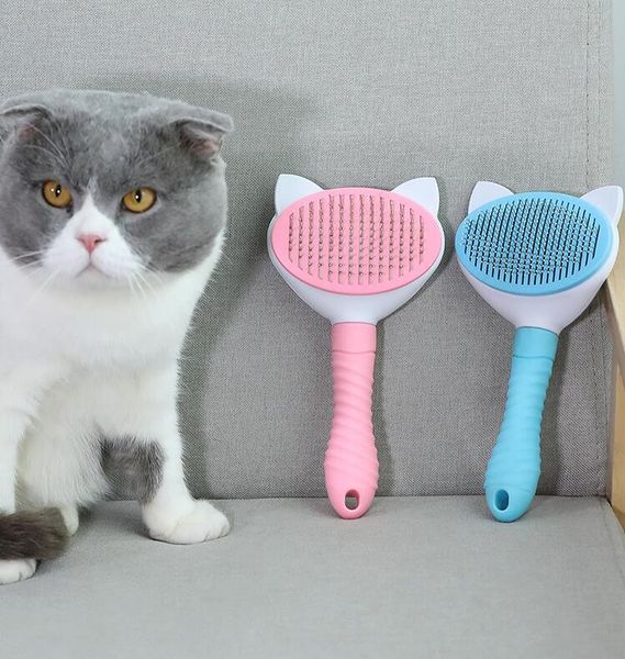 Gato cão pico pincel gatos grooming beleza agulha pente auto-limpeza tamanho grande remover o cabelo flutuante