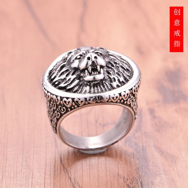 

trendy creative wide face titanium steel men's ring hip hop personality punk index finger, Silver