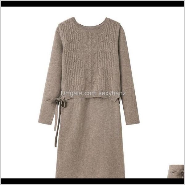 

casual dresses clothing apparel drop delivery 2021 a undertakes to womens in the fall and winter dress twopiece long sleeve p5gcj, Black;gray