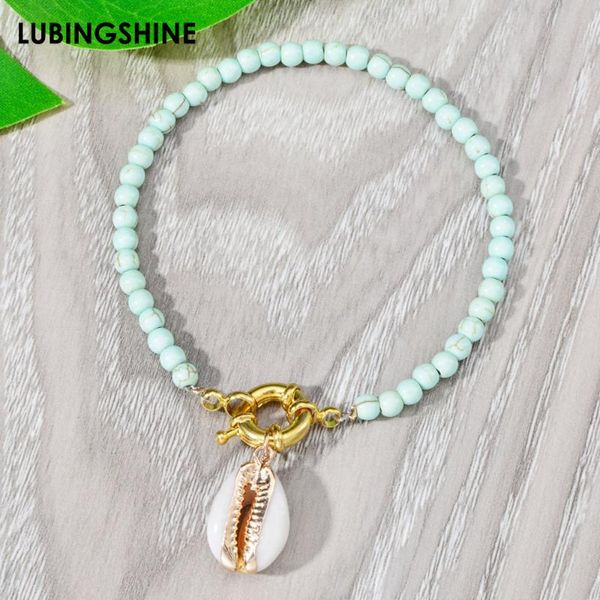 

charm bracelets bohemian natural shell charms bracelet handmade colorful stone strand beads for women girl party cuff jewelry, Golden;silver