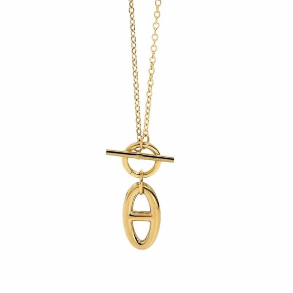 

chains stainless steel coffee seed toggle necklace for women 18k pvd metal bean pendant choker collier, Silver