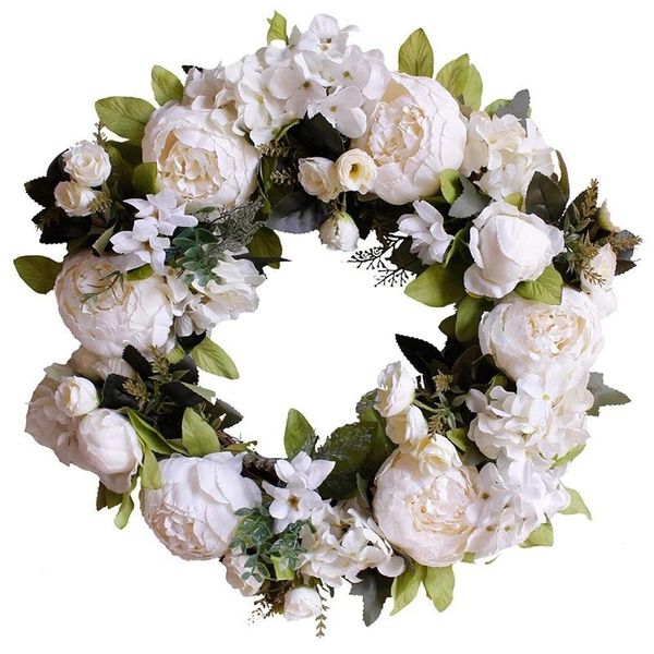

decorative flowers & wreaths artificial garlands front door wreaths, white peony hanging wreath for home party indoor outdoor window wall