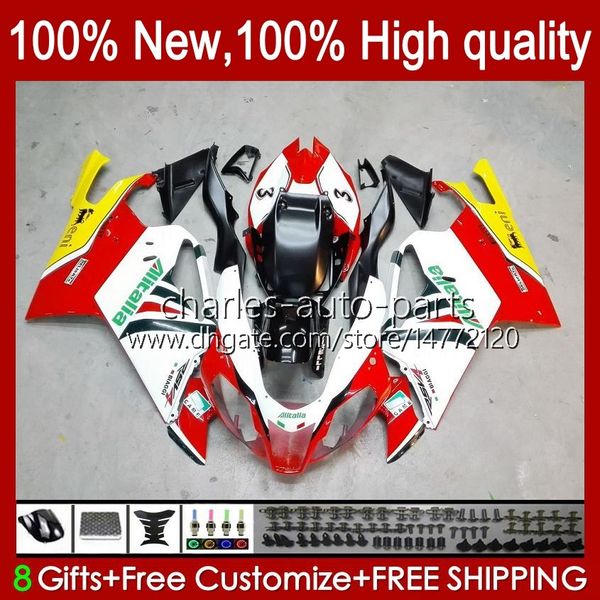 Carroçaria Para Aprilia Mille RV60 RSV1000 RSV 1000 R 1000R 1000RR 04 05 06 Corpo Kit 11No.5 RSV1000RR RSV1000R 2004 2005 2006 RSV1000 R RR 04-06 OEM Fairing vermelho Stock branco