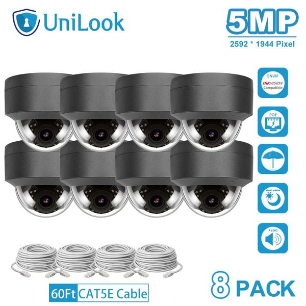 

ip camera 8pcs gray in package outdoor security built-in mic ip66 ir 30m onvif h.265 for bulk orders p2p view cameras