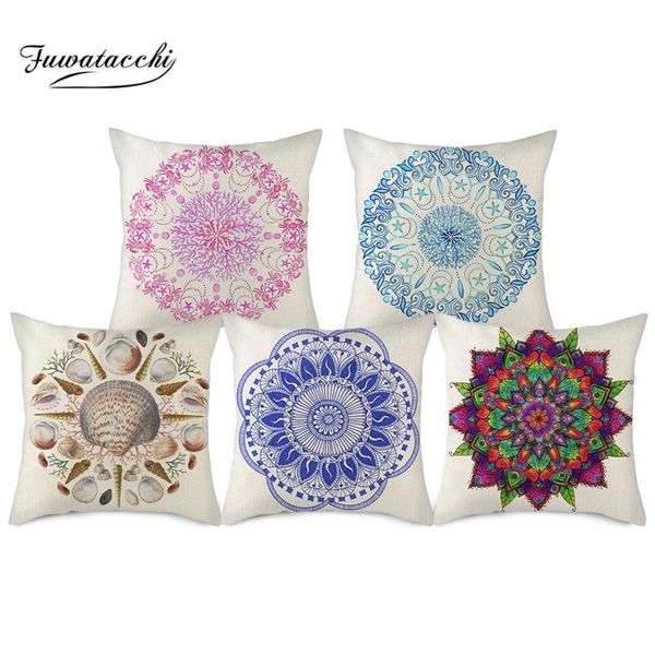 

cushion/decorative pillow fuwatacchi mandela pattern cotton linen throw cushion cover for home sofa bed decorative pillowcases funda cojin p