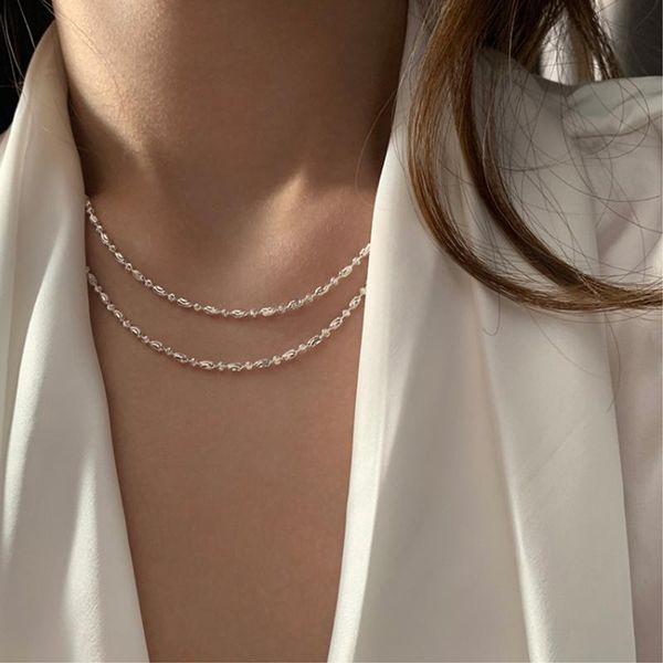 

chains christmas 925 sterling silver necklace bare chain sparkling choker bead clavicle wedding gift women fine jewelry