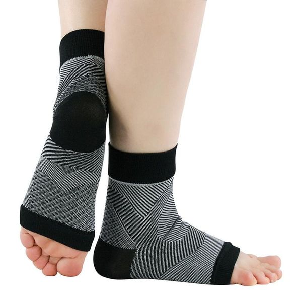 

pair ankle support breathable compression nylon full open-toed spandex sleeve heel cover fitness sports safety brace, Blue;black