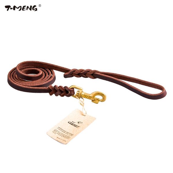 

dog collars & leashes genuine leather pet leash luxury strong lead for medium large dogs durable k9 training long