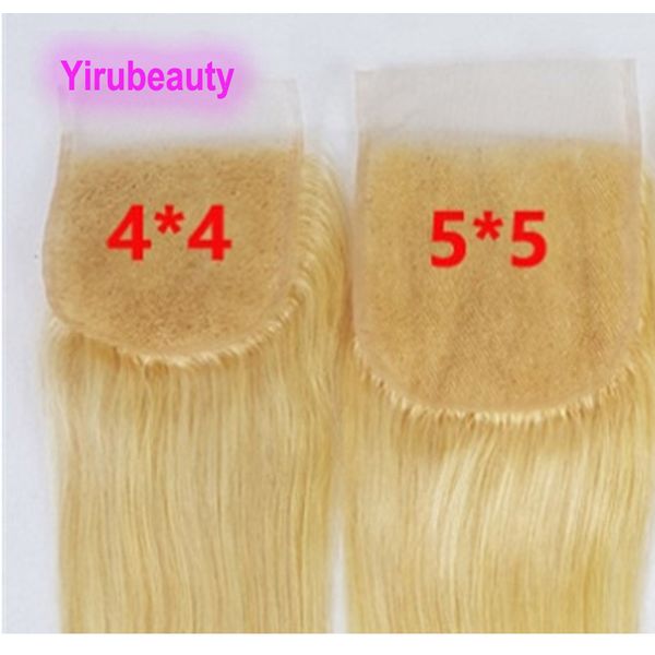 

indian human hair 13x6 lace frontal 4x4 closure part 6x6 blonde color straight 12-22inch yirubeauty 613#, Black;brown