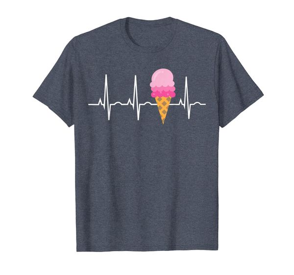 

ice cream shirt for girls women - ice cream cone heartbeat, White;black