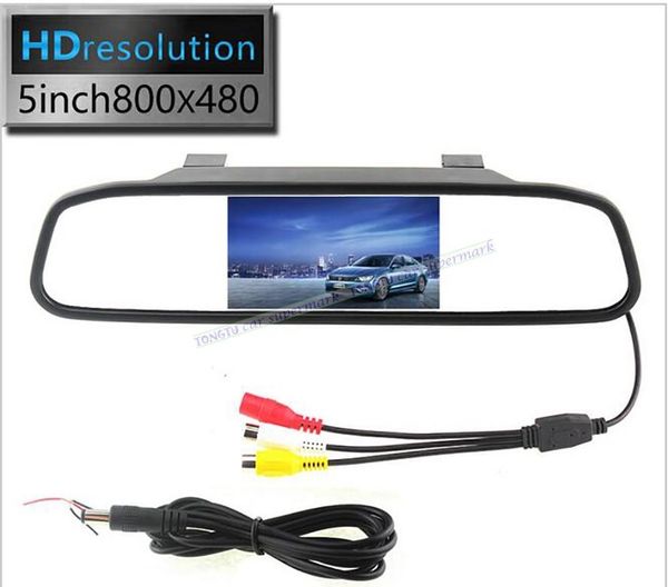 

car video 5" inch rear view mirror monitor 2ch input 800*480 dc 12v~24v parking