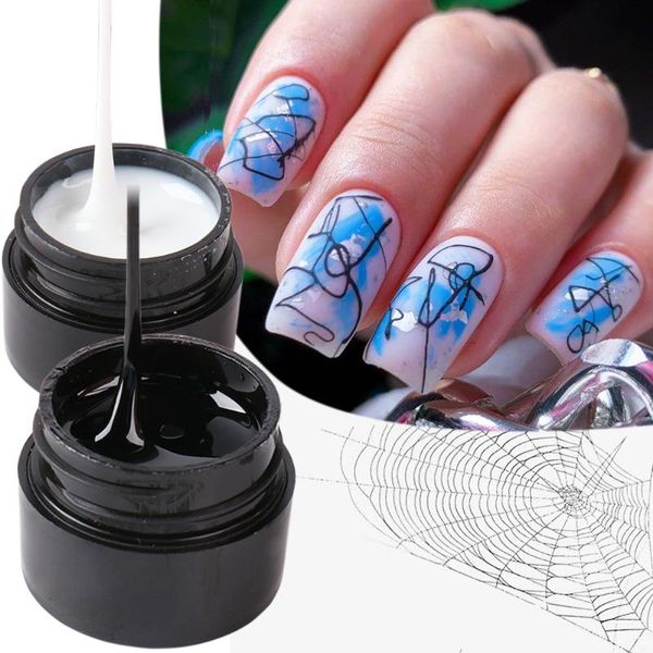 

nail gel 2pcs spider set nails wire lines drawing polish kit black white semi permanent varnish manicure lacquer fb1615-2, Red;pink
