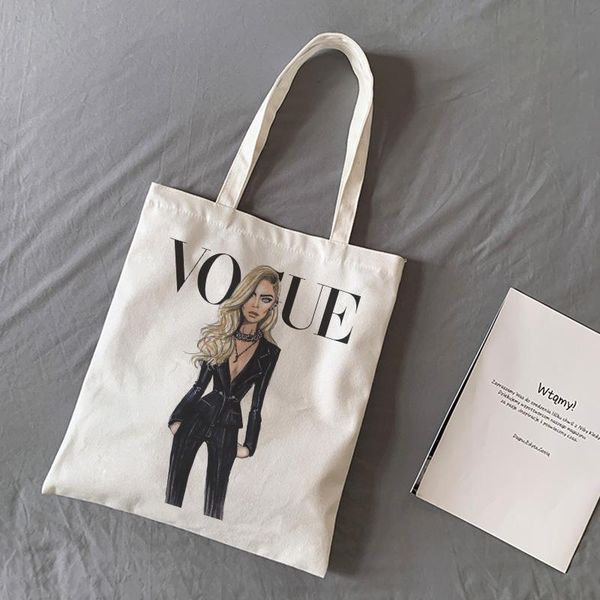 

fashion brand blonde girl printing vogue shoulder canvas bags beautiful harajuku street handbag wallet women bag storage