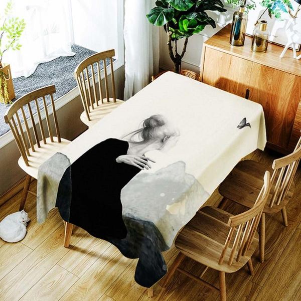 

meijuner tablecloth warm portrait table cover digital printed polyester waterproof for coffee home wedding decor cloth