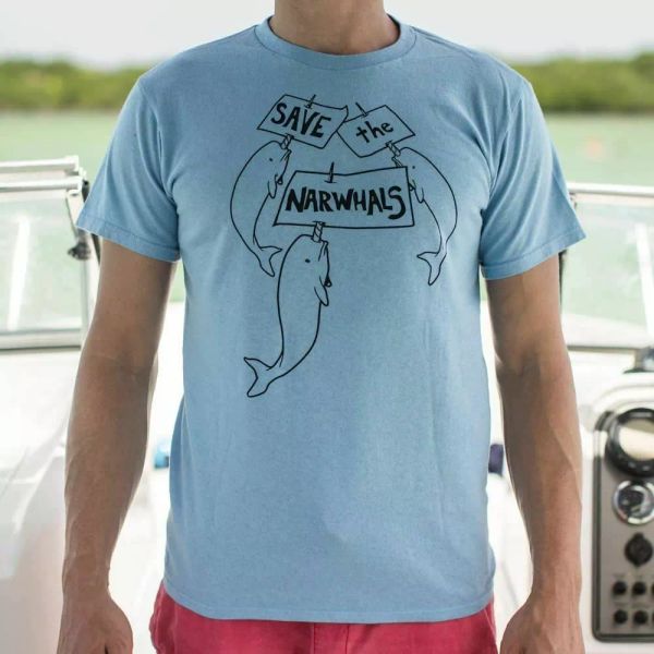 

save the narwhals t-shirt | mens short sleeve graphic t-shirt, White;black