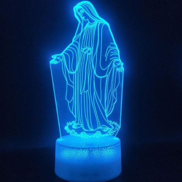 

night lights 3d light jesus illusion lamp 7 colors changing remote control led christian decorative table prayer