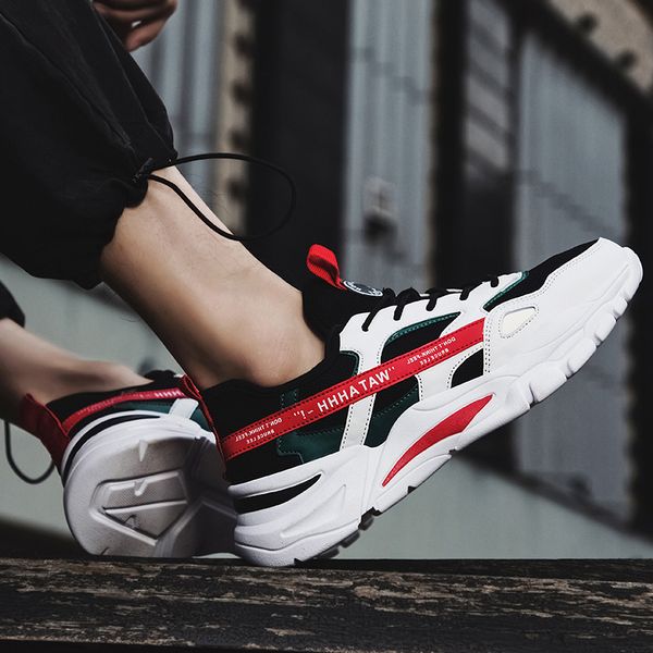 

women men trainer sport size 44 running shoes gray black blue red white sunmmer thick-soled runners sneakers code: 02-0895, White;red