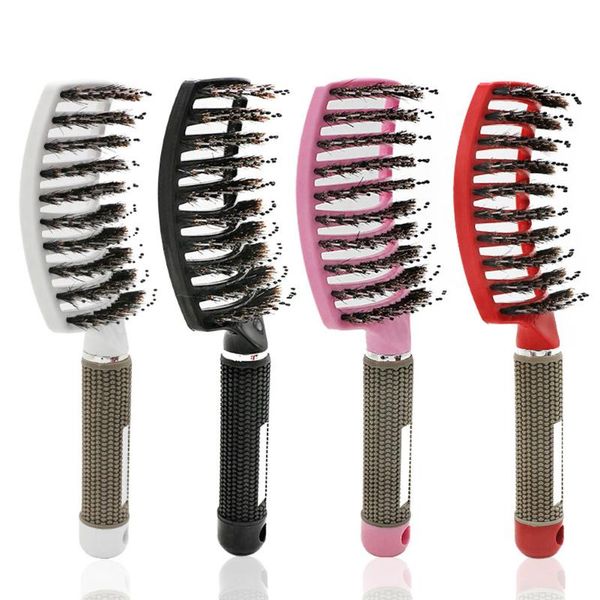 

hair brushes girls women scalp massage comb wet curly detangle brush for salon hairdressing styling tool, Silver
