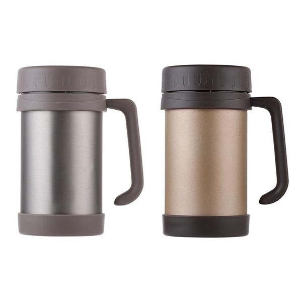 

water bottles 2 pcs 500ml/17oz thermo mug stainless steel vacuum flasks with handle cup office thermoses for tea insulated cup, gold &