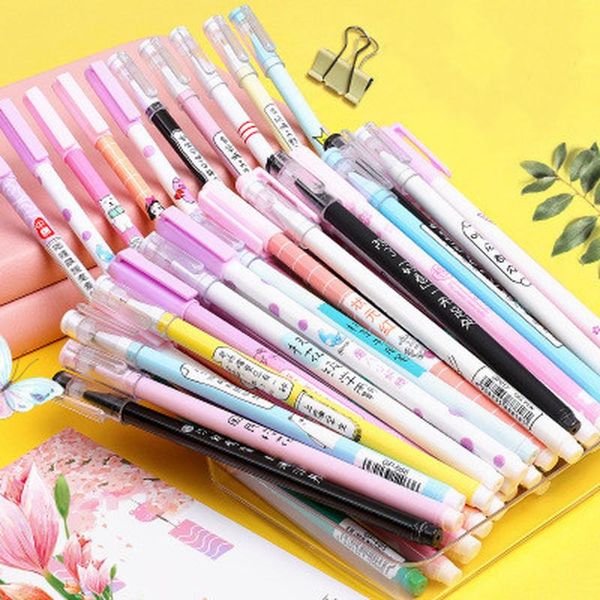 

gel pens 3pcs/set cute colors erasable washable handle pen refill 0.5mm blue ink black cat for students school supplies