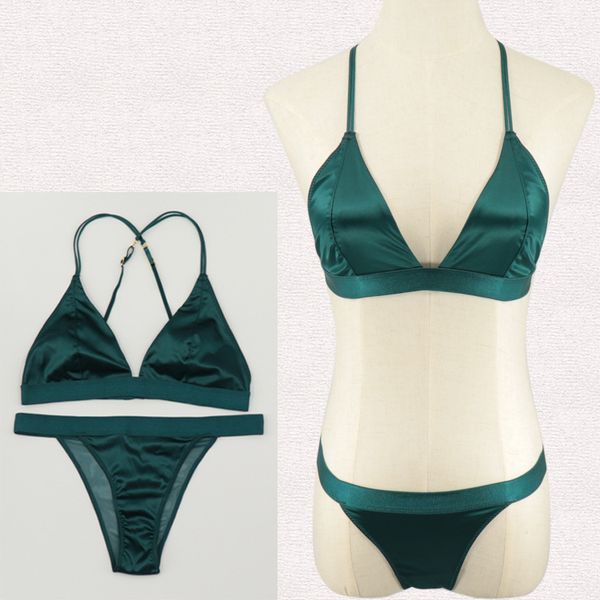 

bra set wind thin satin fabric triangle cup without steel ring, Red;black