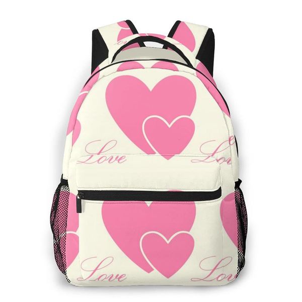 

backpack mountaineering valentine day pink hearts shoulder bags backpacks