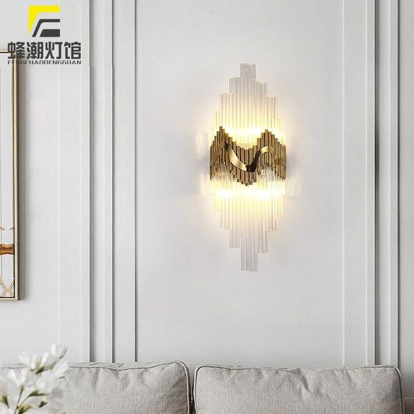 

wall lamp crystal bedside bedroom living room lighting creative minimalist post-modern stainless steel aisle