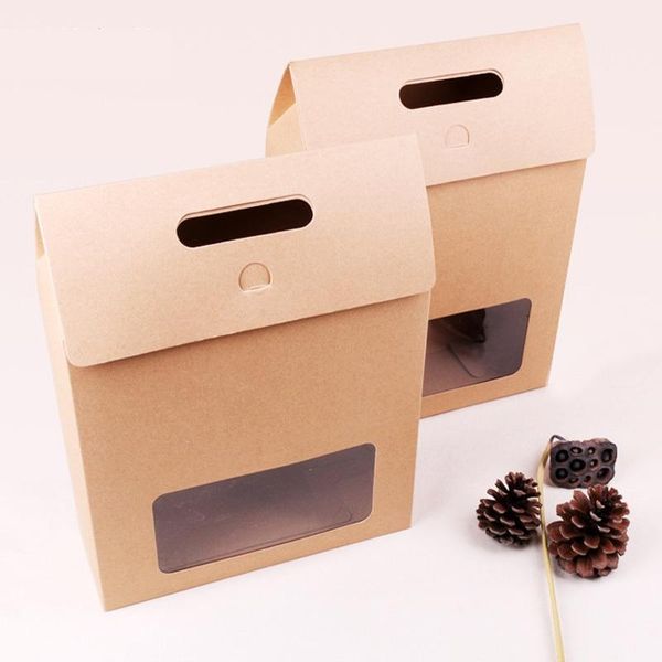 

gift wrap 100pcs/lot kraft paper large size box packaging handbag craft bakery cookies biscuits package bags wedding & party favors