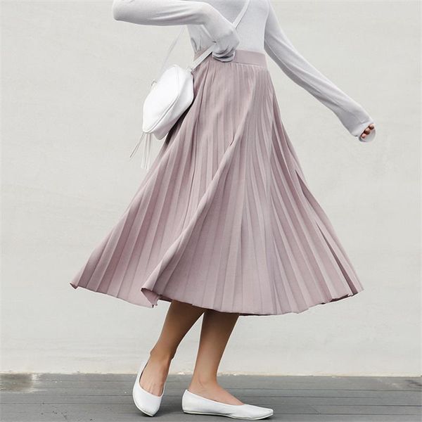 

skirts casual loose high waist pleated skirt, Black