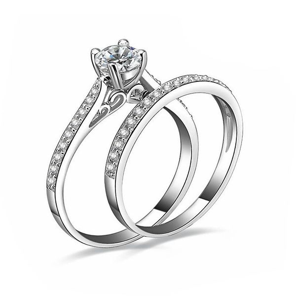 

cluster rings knock wedding ring lovers crystal couple set for women jewelry engagement 2pcs/set, Golden;silver