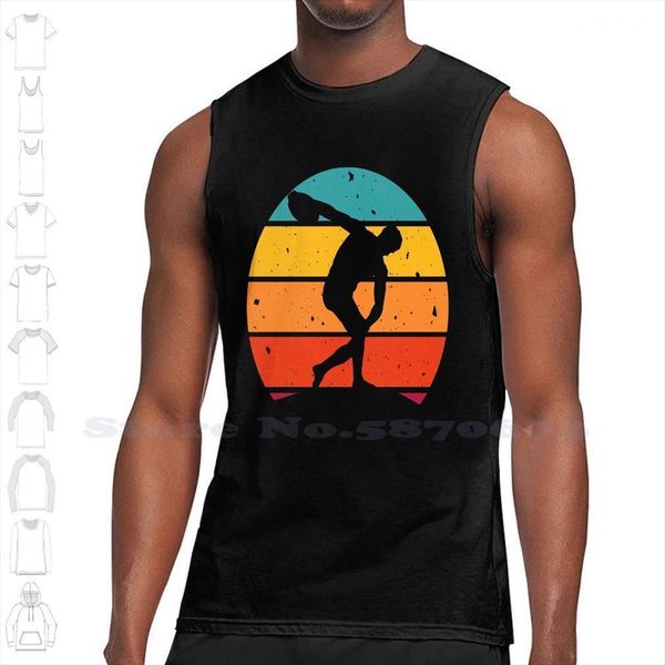 

vintage retro sunrise discobolus statue black white sleeveless tank men women sculpture greek, White;black