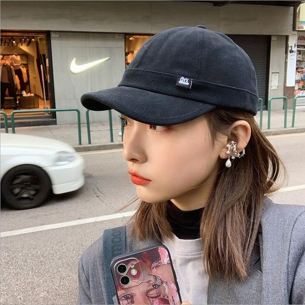 

black short brim female spring and summer duck tongue caps hats gsbl012 fashion all-match retro niche trendy brand patch personality basebal, Blue;gray